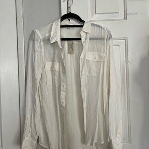 American Eagle Outfitters White Casual Button Down Shirt